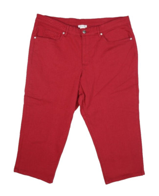 Venus Cindy Capri Jeans Red 5-Pocket Stretch Calf Length Casual Pant Womens 18