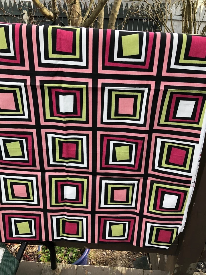Винтажная обивочная ткань Premier Prints Don't Be Squared розовая зеленая черная - Изображение 3 из 4