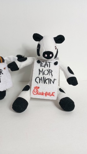 Chick Fil A Cow Plush 6" Eat Mor Chikin Sign Stuffed Plush Animal Toy Lot of 2 - Picture 3 of 6