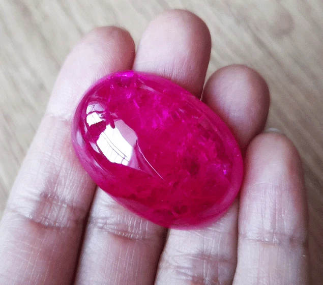 102cts_33x24 mm. OVAL CABOCHON REDISH PINK RUBY LOOSE GEMSSTONE - Image 2 of 4