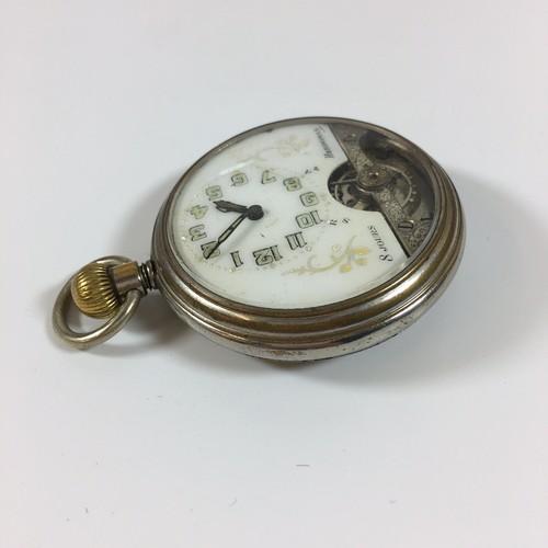 Antique 8 Day Hebdomas Silver Plated Pocket Watch Not Working - Picture 4 of 6