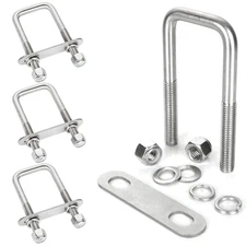 4PCS 1/2 Square U-Bolts w/ Nuts & Washers 2 Beam Stainless Steel Trailer