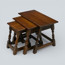 Old Charm Nest of Tables Solid Oak Model 1494 Gold Badge  Free UK Delivery