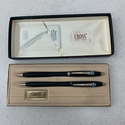 Cross 2501 Classic Pen & Pencil Set Black Gold In Box USA * Read