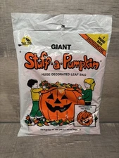 Vtg Sun Hill Giant Stuff A Pumpkin Huge Decorated Leaf Bag Halloween 56" x 60"