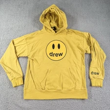 Drew House Hoodie Mens Medium Yellow Smiley Face Pullover Sweatshirt Streetwear