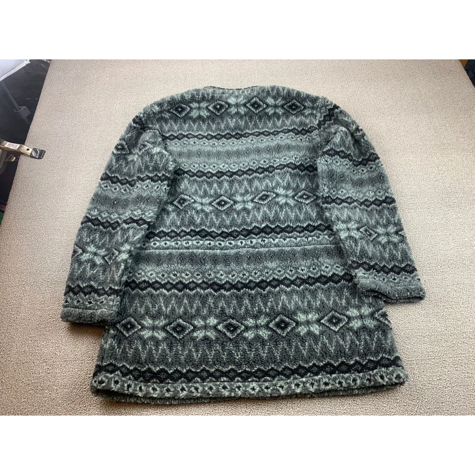 Denim & Co. Womens Small Gray Aztec Fuzzy Full Zip Sweater - Image 4 of 4