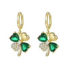 St.Patrick's Day Earrings Shamrock Hoop Earrings Four Leaf Clover Earrings St Pa