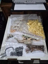 Large Lot Vintage HO Model Train Accessories People Figures Fence Signs Poles