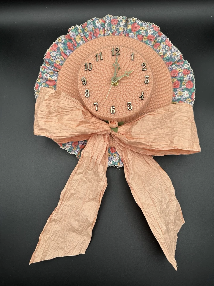 Vintage One Of A Kind Crochet Hat Decorative Wall Clock, Unique Elevated Decor - Image 3 of 4
