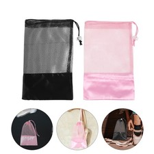 2Pcs Reusable Mesh Ballet Dance Shoe Bags Breathable Drawstring Storage Pouch