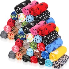 50 Pack Puppy Blankets Bulk, 24 x 28 Inch Soft Fleece Pet Paw Print Blankets,...