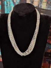 Celebrity Brand Silver Tone Multi Strand Chain Necklace Choker