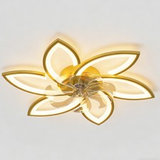 Modern 31'' Flower Ceiling Fan with LED Light Flush Mount Remote APP Control Kit
