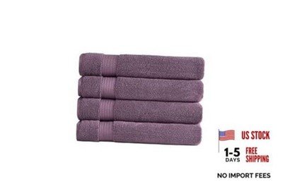 O 4-Piece Bath Towels, 30x60 550 GSM 100% Turkish Cotton, Luxury Orchid Purple