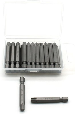 TEMO 25 pc T40 Torx Star Head Screwdriver Bit Set, S2 Steel 6 2L, Grey 