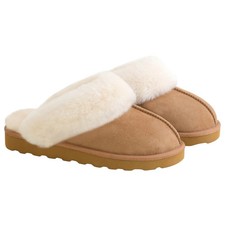 Kirkland Signature Women's Shearling Slipper Tan Genuine Shearling EVA Outsole