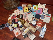 Lot Of Vintage Sewing Notions Needles Thread C. A. Meyers Awl Bias New And Used