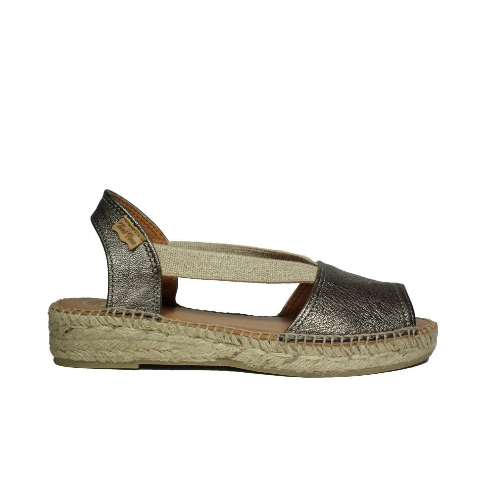 Toni Pons Etna Bronze Leather Womens Elasticated Espadrilles Comfort Sandals