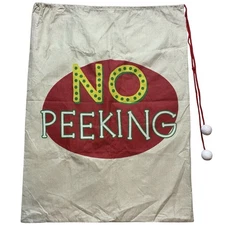 Burlap Style NO PEEKING Large Drawstring Gift Toy Santa Bag Sack 35.5"x27"