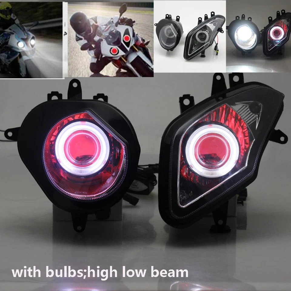 Faro montado LED blanco ojos de ángel rojo ojos de diablo para BMW S1000RR 2009-14 Foto 3 de 4