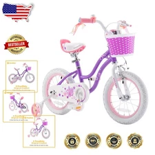 Kids 12" Purple Bike: Stargirl, Carbon Steel Frame, Dual Brake, Training Wheels