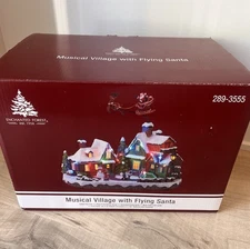 Enchanted Forest Musical Village With Flying Santa Animated Christmas Lights NWB