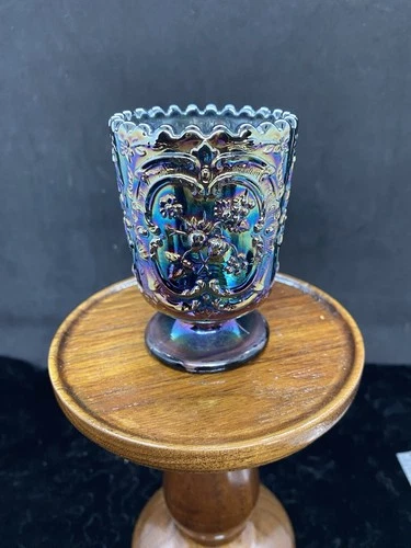 Fenton Amethyst Carnival Vintage Glass Toothpick Holder - Wild Strawberry