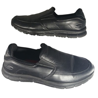 Skechers Work Slip Resistant Black Leather Slip On Loafer  display picture 3