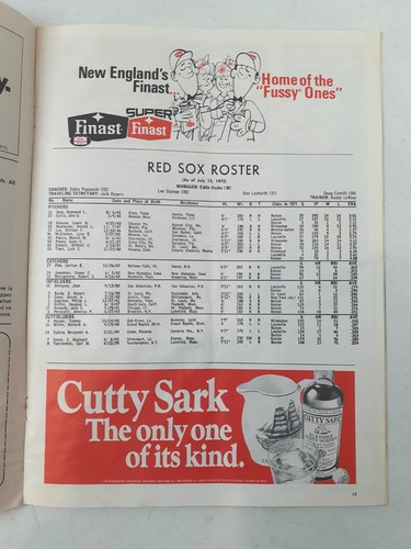 1972 Boston Red Sox Official Program & Scorecard Fenway Park vs California 223 - Picture 3 of 9