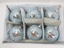 6 Mirrored Disco Ball Glass Christmas Ornaments Mosaic 3" diameter C9791