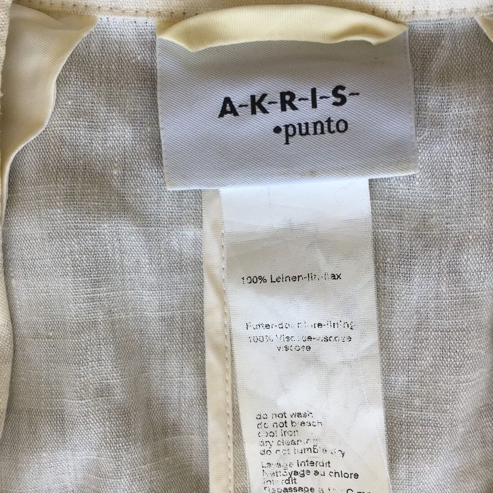 AKRIS PUNTO Cream Heather Gray Striped 100% Linen Blazer Jacket Womens sz 8 - Image 2 of 4