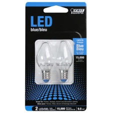 Feit Electric C7 E12 (Candelabra) LED Light Bulb Blue 0.5 Watt Equivalence 2 pk