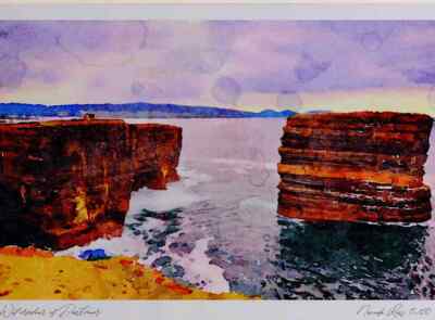 Dun Briste Downpatrick A3 Aquarell limitierte Auflage Druck