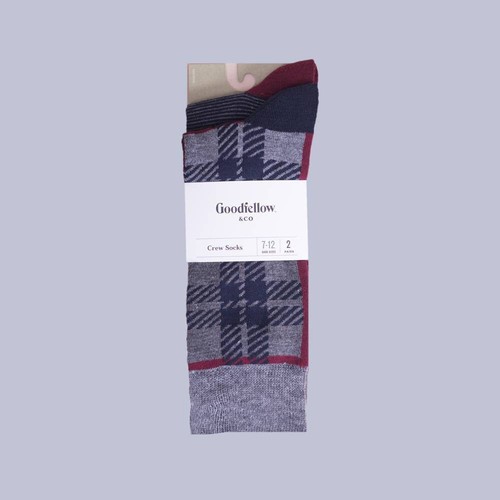 6 Pair - Men's Plaid Crew Sock - Goodfellow & Co™ Charcoal Gray 3 - 2pair Pack - 第 1/6 張圖片