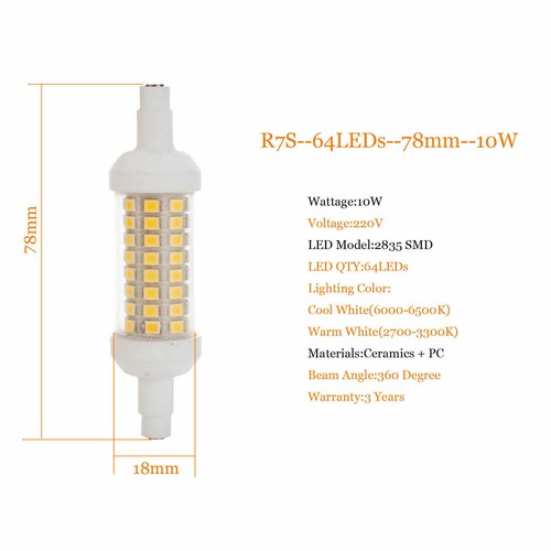 Dimmable R7s Led Bulb 10watt Corn Light Ceramic 118mm 15w Flood Light 6000k 220v - Picture 14 of 16