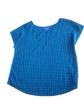 Apt. 9 Women''s Blue Checkered  Short Sleeve Shirt Size M