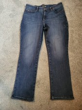 Women's Lee Mid Rise Straight Leg Regular Fit Dark Stretch Blue Jeans Size 14 S