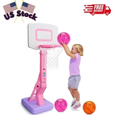 Girls Basketball Hoop Outdoor Indoor Mini Adjustable Pink Basketball Goal