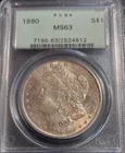 1890 MORGAN Silver Dollar $1 CRUSTY TONED Coin Graded PCGS MS63 OLD GREEN HOLDER