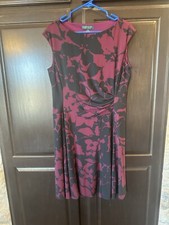 Ralph Lauren Dress A Line Navy Plum Career Church Sleeveless Sz 14