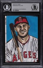 Mike Trout Original Art Sketch Card Los Angeles Angels 1/1 BAS