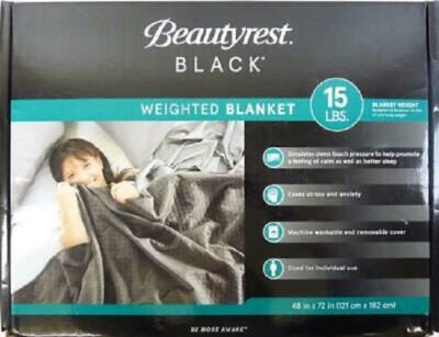 Beautyrest Black Weighted Blanket 15lbs Quilted 48