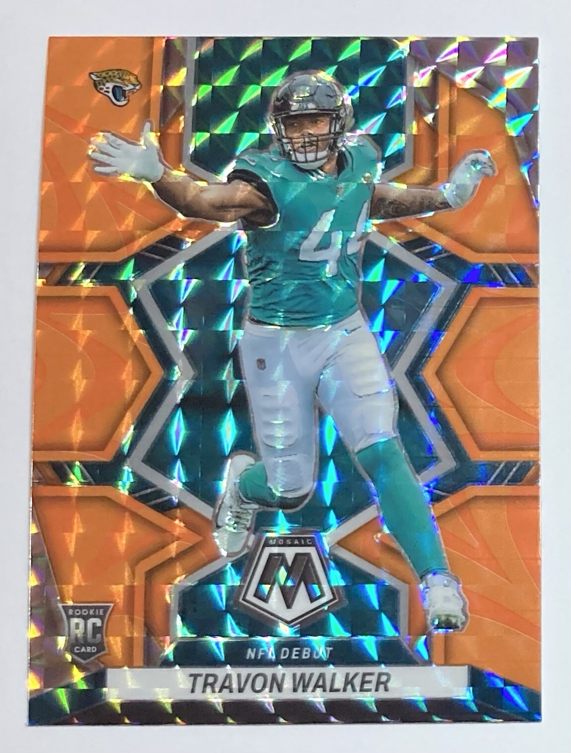 2022 Panini Mosaic Jaguars Travon Walker Reactive Orange Rookie Card #286