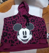 Womens Hoodie 1X Mickey Mouse 1/2 Crop Pullover Sweatshirt Disneyland NWT