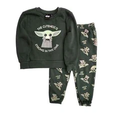 Star Wars Grogu Cuteness Green Sweatshirt & Pant Set. Tot Sizes. Brand New!