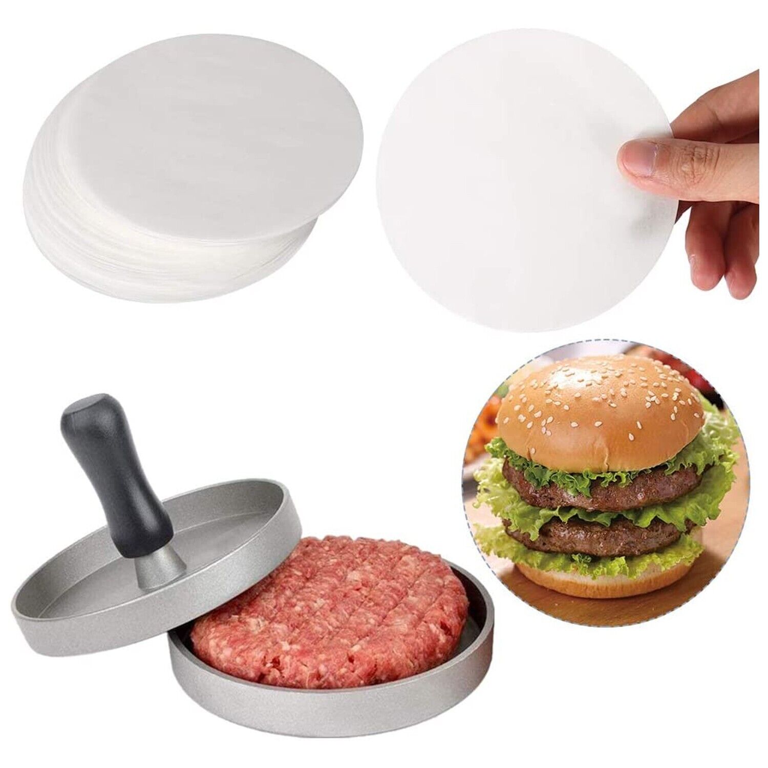 upto 500pcs 4 Inches Round Hamburger Patty Wax Paper Sheets For Burger Press