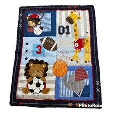 Lambs  Ivy Sports Crib Bedding Set Quilted Blanket Animals Giraffe Monkey Lion