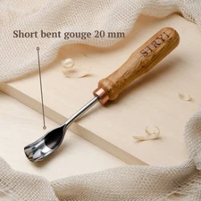 EXTREMELY SHARP! Carving Short bent gouge Chisel 0,8", Woodcarving Tools STRYI