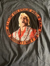 Ric Flair T shirt Small Gray WWE WWF Official WOOOO Nature Boy 1970s 1980's